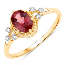 将图片加载到图库查看器，0.81 Carat Genuine Pink Tourmaline and White Diamond 14K Yellow Gold Ring
