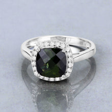Load image into Gallery viewer, 2.64 Carat Genuine Green Tourmaline and White Diamond 14K White Gold Ring
