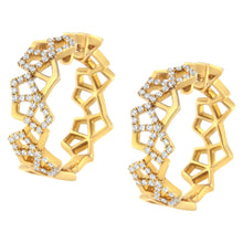 Load image into Gallery viewer, 14K Yellow Gold 3/4 Cttw Diamond Honeycomb Hoop Earrings (G-H Color, SI1-SI2 Clarity) - 24MM
