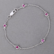 将图片加载到图库查看器，0.65 Carat Genuine Ruby .925 Sterling Silver Bracelet
