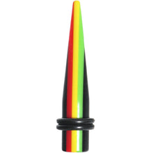 Load image into Gallery viewer, 0G Acrylic Rasta Stripes Straight Taper
