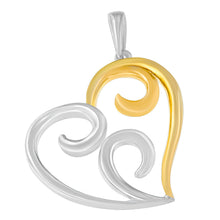 Load image into Gallery viewer, 10K Yellow Gold Over .925 Sterling Silver Open Heart with Swirls 18" Box Chain Pendant Necklace
