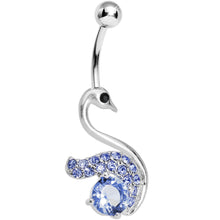 将图片加载到图库查看器，Blue Gem Graceful Paved Swan Belly Ring
