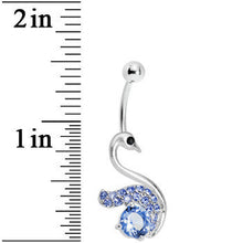 将图片加载到图库查看器，Blue Gem Graceful Paved Swan Belly Ring
