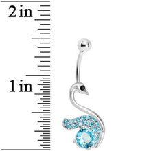 Load image into Gallery viewer, Aqua Gem Graceful Paved Swan Belly Ring
