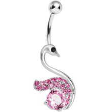 Load image into Gallery viewer, Pink Gem Graceful Paved Swan Belly Ring
