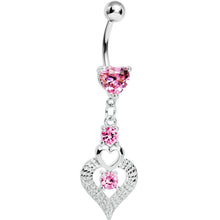 将图片加载到图库查看器，Pink Gem Lavish Heart Drops Belly Ring
