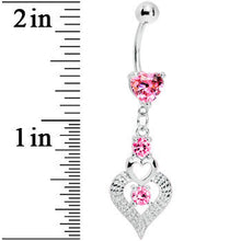 将图片加载到图库查看器，Pink Gem Lavish Heart Drops Belly Ring
