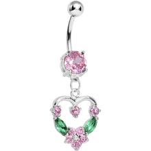 将图片加载到图库查看器，Pale Pink Gem Heart Wreath Belly Ring
