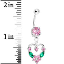 将图片加载到图库查看器，Pale Pink Gem Heart Wreath Belly Ring
