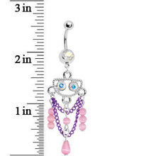 Load image into Gallery viewer, Aurora Gem Purple Chain Dangle Chandelier Belly Ring
