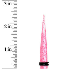 Load image into Gallery viewer, 0G Pink Acrylic Silver Glitter Taper
