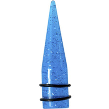 将图片加载到图库查看器，5/8 Blue Acrylic Silver Glitter Taper
