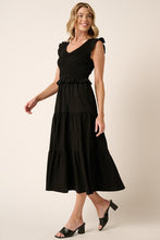 Load image into Gallery viewer, Smocked Ruffled Tiered Midi Dress – Feminine, Romantic, Flattering and Playful Design &amp; Whimsical Style
