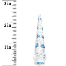 将图片加载到图库查看器，1/2 Clear Acrylic Glitter Blue Skull Confetti Taper
