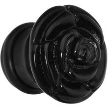 Load image into Gallery viewer, 1/2 Black Blooming Rose Flower Single Flare Plug
