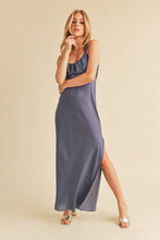 Load image into Gallery viewer, Ruched Side Slit Cutout Back Maxi Cami Dress –Elegant, Sophisticated &amp; Alluring with Side Slit, Ruched Detailing &amp; Daring Cutout Back Design for Special Occasions
