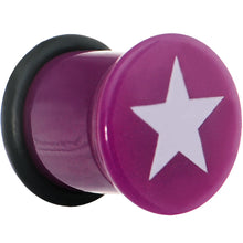 Load image into Gallery viewer, 5/8 Purple Acrylic White Star Single Flare Plug
