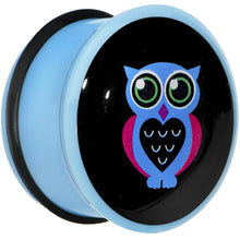 Load image into Gallery viewer, 20mm Blue Acrylic Heart Owl Single Flare Plug

