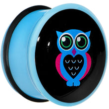 Load image into Gallery viewer, 24mm Blue Acrylic Heart Owl Single Flare Plug

