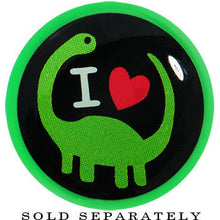 Load image into Gallery viewer, 7/8 Green Acrylic I Heart Dinosaur Single Flare Plug
