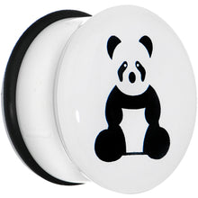 Load image into Gallery viewer, 24mm White Acrylic Panda Bear Single Flare Plug
