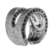 将图片加载到图库查看器，Hammered Black Gem Adjustable Ring
