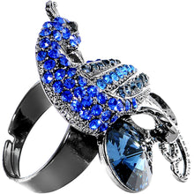 将图片加载到图库查看器，Gem Paved Peacock Adjustable Ring
