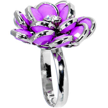 将图片加载到图库查看器，Pink Enamel Blooming Flower Adjustable Ring
