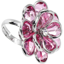 将图片加载到图库查看器，Pink Faceted Blooming Flower Adjustable Ring
