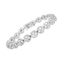 Load image into Gallery viewer, .925 Sterling Silver 1/2 Cttw Diamond Nested Circle Miracle Set Open Wheel 7" Fashion Link Bracelet (I-J Color, I3 Clarity)
