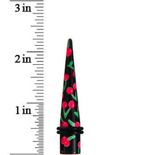 Load image into Gallery viewer, 00G Black Acrylic Red Cherry Logo Taper

