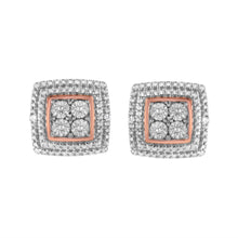 将图片加载到图库查看器，10K Yellow, White, and Rose Gold Plated Sterling Silver Diamond Accent Earrings (I-J Clarity, I3 Color)
