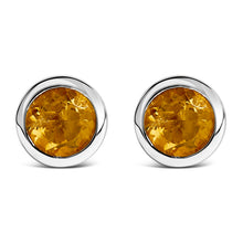 Load image into Gallery viewer, .925 Sterling Silver 6MM Bezel Set Created Purple Amethyst Solitaire Stud Earrings
