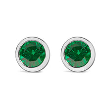Load image into Gallery viewer, .925 Sterling Silver 6MM Bezel Set Created Purple Amethyst Solitaire Stud Earrings
