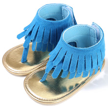 将图片加载到图库查看器，Baby Summer Newborn 0-18M Infant Baby Girls Children's Sandals Summer New Retro Tassel Flannel Baby  Shoes Solid Non-slip
