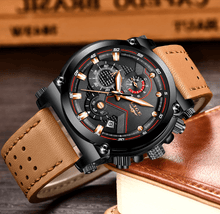 将图片加载到图库查看器，Men's Waterproof Modern Watch With Leather Belts, Stainless Steel Case Excellent Look Perfect Gift
