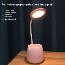 Load image into Gallery viewer, Creative USB Table Light Morden College Dorm Bedroom Study Led Desk Lamp Pen Container Macaroon Eye Protection Ring Table Lamp Decorative Table Lamp Cute Study Lamps for Bedroom Décor
