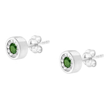 将图片加载到图库查看器，.925 Sterling Silver 1/4 Cttw Round Brilliant-Cut Green Diamond Miracle-Set Stud Earrings (Fancy Color-Enhanced, I1-I2 Clarity)

