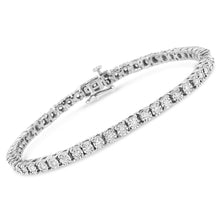 Load image into Gallery viewer, 14K White Gold 3.0 Cttw Lab Grown Diamond Illusion-Set Miracle Plate Tennis Bracelet (F-G Color, VS1-VS2 Clarity) - Size 7.25"
