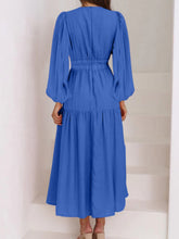 Load image into Gallery viewer, Lightweight Deep V-Neck Balloon Sleeve Maxi Dress Elegant &amp; Flowing Silhouette Unique Dress
