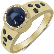 Load image into Gallery viewer, 14K Yellow Gold Plated 1.87 Carat Genuine Blue Sapphire &amp; White Diamond .925 Sterling Silver Ring
