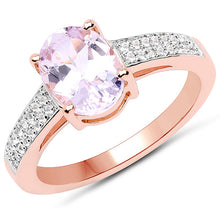 将图片加载到图库查看器，14K Rose Gold Plated 2.91 Carat Genuine Kunzite and White Zircon .925 Sterling Silver Ring
