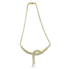 Load image into Gallery viewer, 14k Yellow Gold 17.0 Cttw Diamond Double Row Lariat 18" Inch Tennis Necklace with Pear Shape Diamond Drop Tips (I-J Color, VS2-SI1 Clarity)
