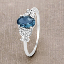 Load image into Gallery viewer, 0.93 Carat Genuine London Blue Topaz and White Diamond 14K White Gold Ring
