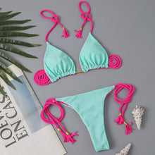 将图片加载到图库查看器，New Festival Flame Halter Bikini Set for Women – Triangle V-Neck Backless Two-Piece Swimsuit with Tie Side Bottoms &amp; Adjustable Lace-Up Fit – Sleek Polyamide Swimwear for Koningsdag/King’s Day &amp; Summer Beach Celebrations
