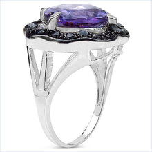 Load image into Gallery viewer, 6.09 Carat Genuine Amethyst &amp; Black Spinel .925 Sterling Silver Ring
