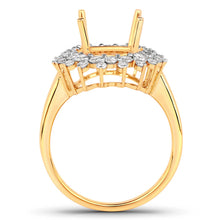 将图片加载到图库查看器，0.79 Carat Genuine White Diamond 14K Yellow Gold Semi Mount Ring - holds 11x9mm Oval Gemstone
