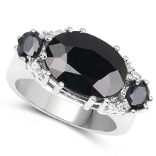 Load image into Gallery viewer, 8.62 Carat Genuine Black Sapphire &amp; White Topaz .925 Sterling Silver Ring
