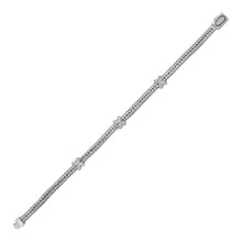 Load image into Gallery viewer, Woven Rope Bracelet with White Sapphire X Accents in Sterling Silver
